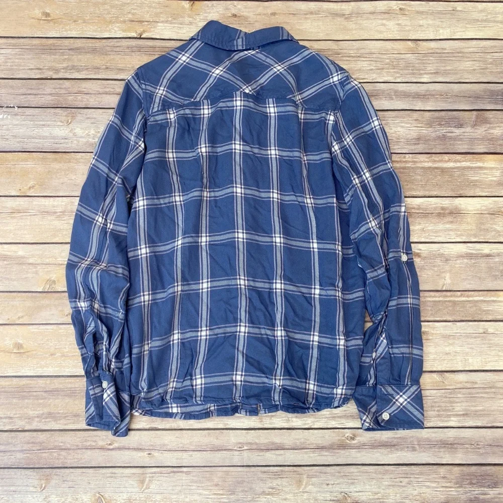 Tommy Hilfiger roll tab button down shirts windowpane blue S - Picture 2 of 4